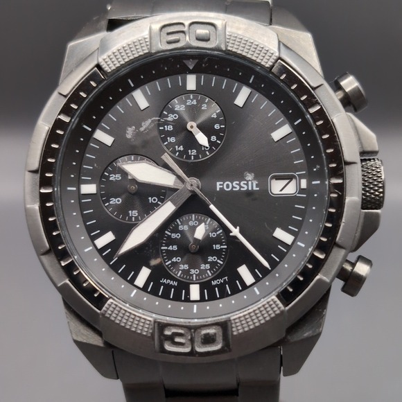Fossil Bronson FS5852 Chronograph Watch – 44 mm Smoke Steel, Ready to Wear - Picture 1 of 10